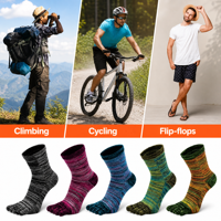 Chaussettes de sport athlétiques pour hommes et jeunes, en coton épais, à 5 doigts, anti-humidité, respirantes, anti-ampoules