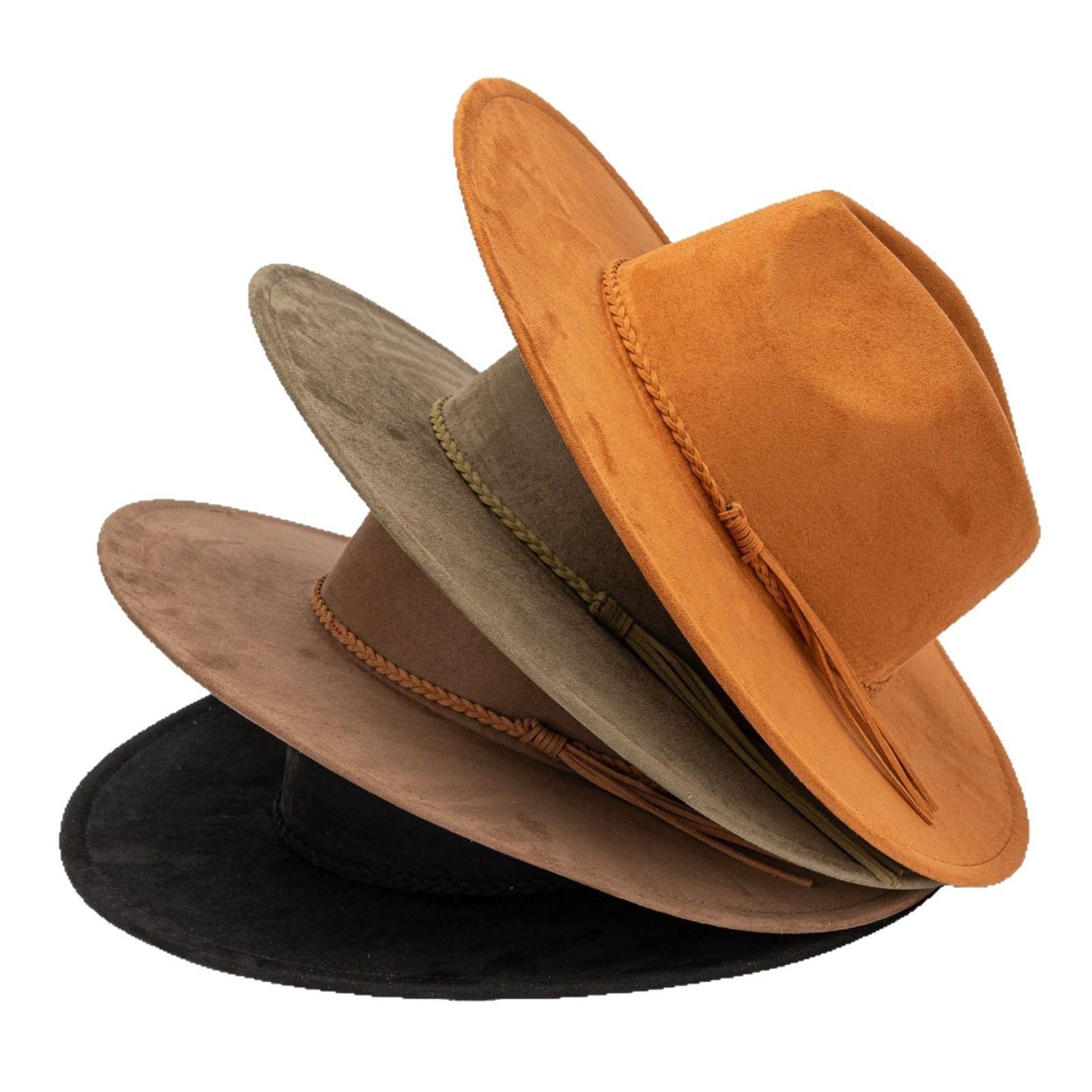 Solid Color Suede Soft Fedora Hat for Adults Vintage Wool Felt Hat