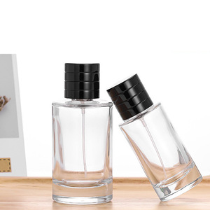 Botellas de perfume cilíndricas de hombro plano al por mayor en stock de fábrica, botellas de spray cosmético de vidrio transparente vacías para envasado. - Product Image 2