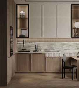 CBMmart CBM-KB268 Gabinetes de Cocina Modulares Personalizados de Lujo Modernos de Madera Sólida con Isla, Fregadero, Grifo de Acero Inoxidable, Mármol/Laminado, 5 Años de Garantía - Product Image 5