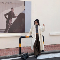 Poncho long en laine 100% blanche, style coréen, double face, épais, vintage, double boutonnage, haut de gamme, pour l'hiver
