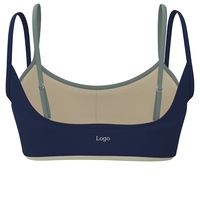 Soutien-gorge de sport pour femme à logo personnalisé OEM, double contraste, col en U, bretelles réglables, dos ouvert, élastique quadridirectionnel, avec coussinets amovibles