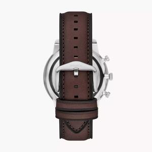 Montre chronographe sport 44 mm à quartz, mouvement japonais, bracelet en acier inoxydable et cuir, étanche 5 ATM, mode business, aiguilles, pour homme - Product Image 4