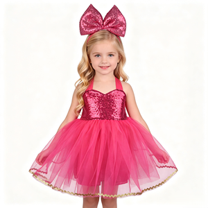 Vestido de Tul con Lentejuelas Brillantes y Lazo, Disfraz de Princesa <span class=keywords><strong>para</strong></span> Niñas Pequeñas, <span class=keywords><strong>para</strong></span> Actuaciones y Fiestas - Product Image 6