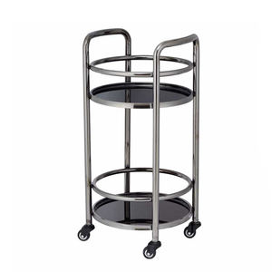 Chariot à roulettes moderne pour bar, thé, vin, chariot de service avec roulettes, or rose et gris, chariot d'hôtel, maison, restaurant - Product Image 3