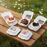 ETpack Bagasse biodégradable en papier de canne à sucre Boîte à lunch de 4 pouces Gâteau Alimentaire Hamburger Jetable Cupcakes Pulp Material Packaging