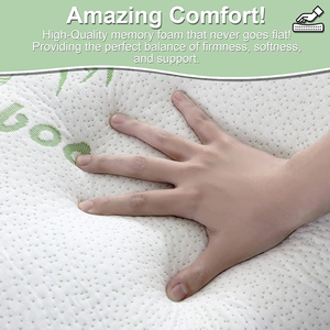 Almohada de Bambú Refrescante para Todo el Cuerpo, Rellena de Espuma Viscoelástica Triturada, con Funda de Bambú Extraíble con Cremallera, Firme, para Dormir de Lado - Product Image 4