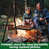 Support de cuisson réglable pour grillades et feux de camp, équipement de camping, accessoires de cuisine, support suspendu pour ustensiles et support de grillades portable