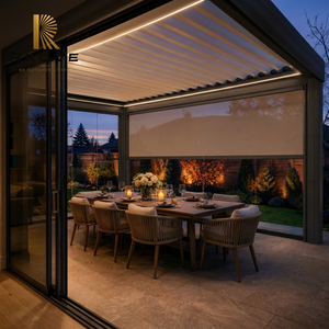 Pergola moderne en aluminium RKOVE RK-C2 3x4m, auvent à lames orientables rétractables, pavillon de patio extérieur avec éclairage LED pour jardin - Product Image 1