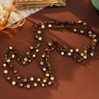 Collier en tissu perlé marron TANGPEI, bijoux de mode en alliage de cuivre irrégulier