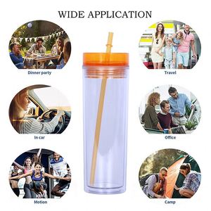 Custom Logo DIY 16oz <b>Clear</b> Plastic Reusable Skinny Cup Matte Pastel Colored Plastic Cup 16 oz Acrylic Tumbler with Straw and Lid - Product Image 3