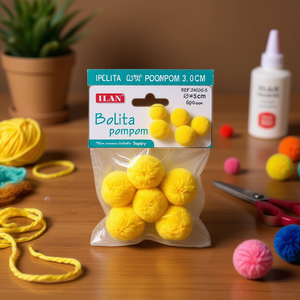 Pompon Ilan Bolita 3.0 Cm Giallo per Forniture Artigianali - Product Image 3