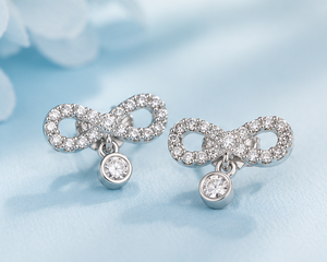 Pendientes de Plata de Ley 925 con Diseño de Infinito y Baño de Rodio, Joyería Elegante para Mujer, Joyería de Moda para Bodas, Precio al por Mayor - Product Image 5