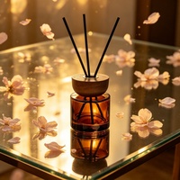 Offres Spéciales – Diffuseur de Parfum Personnalisé en Verre Ambré Transparent avec Bouchon en Bois – 100ml, 120ml, 150ml, 200ml