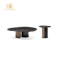 Ensemble table basse en marbre de luxe, moderne et italienne, table basse de salon simple avec mobilier de villa convertible pour appartement