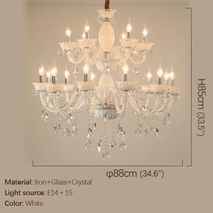 Lustre européen en cristal blanc économie d'énergie hauteur réglable taille moyenne pour salon décor à la maison - Product Image 6