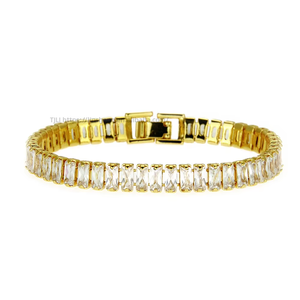 Men's copper inlaid zircon <b>bracelet</b>, simple strip zircon jewelry, <b>bracelet</b> jewelry. - Product Image 1