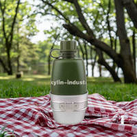 Frasco de cantimplora de agua de plástico ruso de 800ml con taza de aluminio de 350ml con asa y bolsa de tela