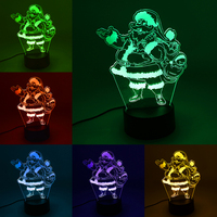 Bases de lampes à LED pour veilleuse à LED 3D Acrylique ABS Noir Lampe à LED 3D Base tactile avec câble USB et télécommande