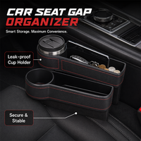 Organisateur de Siège de Voiture Multifonctionnel en Cuir PU, Rangement Universel Premium pour Siège Avant avec Porte-Gobelet et 4 Crochets (Lot de 2)