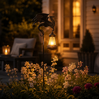 Lampes solaires LED étanches IP65 en forme de dragon métallique pour jardin, lanterne suspendue pour allée, pelouse, cour