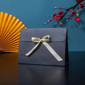 Multi <b>Color</b> Flap Paper Gift Bag With Satin Ribbon Bow, Foldable <b>Envelope</b> Style Paper Tote Bag for Clothing Scarf Socks Packaging - Product Image 2