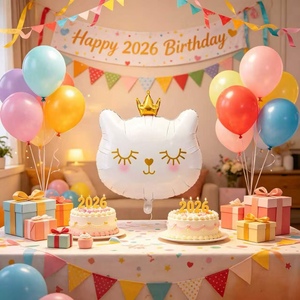 Party Love Balloon Cat White 56cm Foil Party Decoration Cartoon-shaped cat head Balloon with silk screen printing - Product Image 5