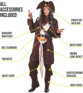 <span class=keywords><strong>Disfraz</strong></span> De Pirata Jack Sparrow Para <span class=keywords><strong>Hombre</strong></span> Adulto Para Cosplay Y <span class=keywords><strong>Halloween</strong></span> - Product Image 3
