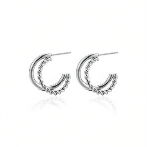 Amy Amy <b>Hoop</b> Earrings <b>Silver</b> Plated Alloy Women's Party Fashion Jewelry PE2650 - Product Image 3