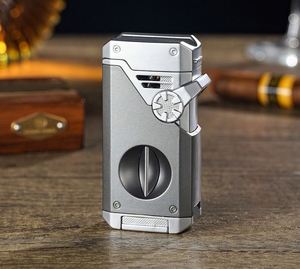 Quad Jet Torch Cigarette <b>Lighter</b> <b>Windproof</b> Metal Body Multifunctional High Power for Cigar Custom Logo Gift Wholesale Bulk - Product Image 6