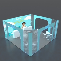 Stand d'exposition modulaire en plexiglas transparent 20x20, facile à assembler, vitrine de vente au détail, stand de salon professionnel