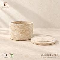 Pot à bougie cylindrique en marbre poli