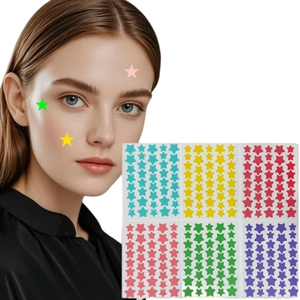 Parches Hidrocoloides para el Acné con Forma de Estrella, Coloridos e Invisibles, Absorbentes de Imperfecciones para la Piel del Rostro - Product Image 1