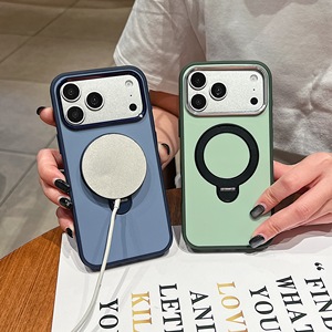 เคสโทรศัพท์แม่เหล็กแบบ Color Block สำหรับ iPhone 18 17 16 15 14 13 Pro Max 3 in 1 พร้อมขาตั้งแบบหมุนได้ ป้องกันแรงกระแทก ผิวด้าน ฝาหลังโทรศัพท์มือถือ - Product Image 2