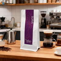 Sacs à café noirs imprimés sur mesure de 250g, 500g, 1kg avec valve, fermeture éclair et fond plat pour l'emballage des grains de café