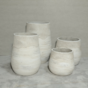 Macetas de fibra de cemento rústicas vintage, jarrones para el hogar con patrón tallado a mano, macetas para interiores y exteriores para decoración del hogar - Product Image 3