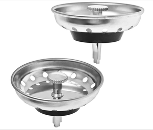 ชุดอุปกรณ์กรองเศษอาหารในอ่างล้างจาน 2 ชิ้น พร้อมคลิปสปริงสำรอง ขนาดมาตรฐาน 3-1/2 นิ้ว ทำจากสแตนเลสและยาง - Product Image 1