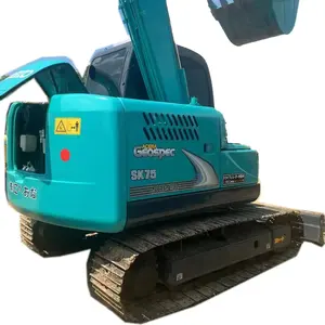 Atacado usado escavadeira sobre esteiras no japão Kobelco original SK75 SK75SR 7.5 ton equipamentos de escavação com martelo hidráulico