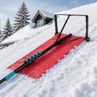 Râteau à neige robuste en alliage d'aluminium avec manche télescopique réglable et lame en tissu nylon pour le nettoyage des toits, des abris et des panneaux solaires