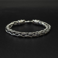 Pur 925 Argent Bali Naga Bracelet Chaîne De Blé Armure Lien Queue De Renard Chaîne Bracelet Unsex