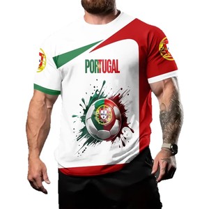 Portugal <b>Soccer</b> Jersey Men Crew Neck Short Sleeve Regular Fit Full Print Digital Printed Breathable 100% Polyester Sport - Product Image 5