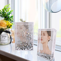 Cadre photo liquide scintillant en acrylique, cadre photo flottant avec paillettes
