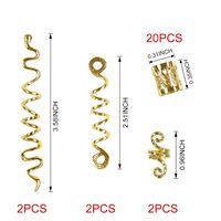 26 pièces de bijoux de cheveux dorés tendance pour femmes, pour tresses et dreadlocks, perles en métal, motif serpent