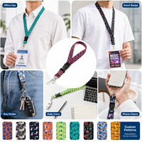 Porte-badge en polyester avec logo personnalisé, sangle à transfert thermique, taille sur mesure, vente en gros