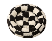 Coussin rond pour animaux de compagnie à imprimé léopard, flocon de neige et carreaux de Noël, avec fond antidérapant, lit doux et chaud pour chien, lit personnalisé pour lapin et chat