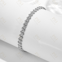 Bracelet Peishang Jewelry en argent sterling 925 plaqué or 14 carats, style vintage, double fermoir de sécurité, cœur incrusté de zircon, bracelet tennis