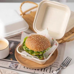 ケーキトレイIMEE分解性弁当箱箱角使い捨てバーガーランチボックス - Product Image 6