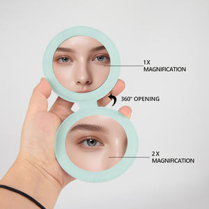 กระจกแต่งหน้าแบบพกพาขนาดเล็กพับได้กระจกขนาดเล็กกระจกขนาดเล็กทำจากหนังพียูสำหรับการเดินทาง - Product Image 6