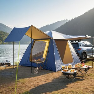 Tente de hayon SUV <span class=keywords><strong>6</strong></span> <span class=keywords><strong>personnes</strong></span> pour le <span class=keywords><strong>camping</strong></span> facile à installer Rainfly avec chariot arrière de voiture Tente SUV pratique pour <span class=keywords><strong>6</strong></span> <span class=keywords><strong>personnes</strong></span> - Product Image 6