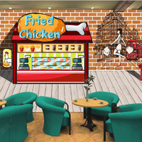 Desain Interior Kreatif Mural Dinding Pizza Kartun Gourmet Latar Belakang Restoran Cepat Saji Wallpaper 3D